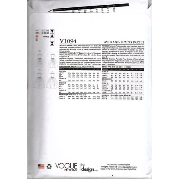 Vogue V1094 Misses 6 to 12 Circa 1955 Special Occasion Dress UNCUT Sewing Patter - Picture 2 of 2